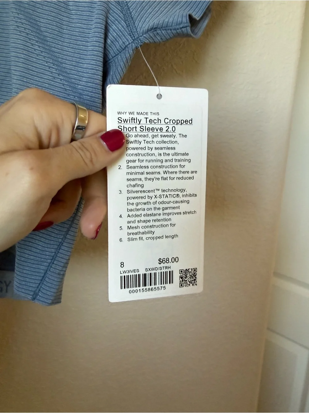 Lululemon Swiftly Tech Cropped Short-Sleeve Shirt 2.0 Size 8 BNWT